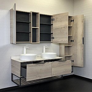 Тумба с раковиной Comforty Порто 00-00008910 120 дуб дымчатый для ванной в интернет-магазине Sanbest