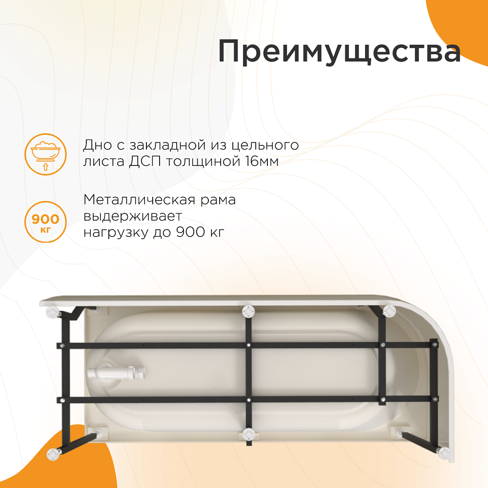 Ванна Радомир Вальс 3/4 170х70 белая купить в интернет-магазине Sanbest