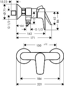 Смеситель для душа Hansgrohe Talis E 71760000 купить в интернет-магазине сантехники Sanbest