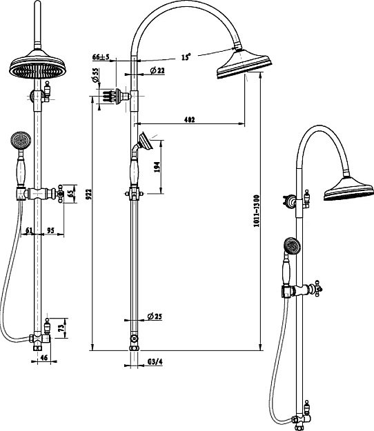 Душевая система Boheme Medici 401 бронза купить в интернет-магазине сантехники Sanbest