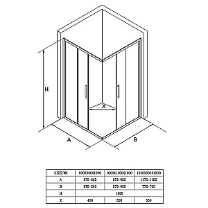 Душевой уголок Loranto Sunway 100х100 CS-AB01GG-100 стекло прозрачное/профиль серый матовый купить в интернет-магазине Sanbest