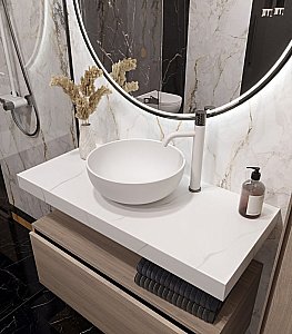 Тумба с раковиной и столешницей Armadi Art Flat 120 2 ящика, светлый дуб для ванной в интернет-магазине Sanbest