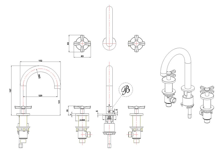 Смеситель для раковины Burlington Riviera RIV6 CHR хром купить в интернет-магазине сантехники Sanbest