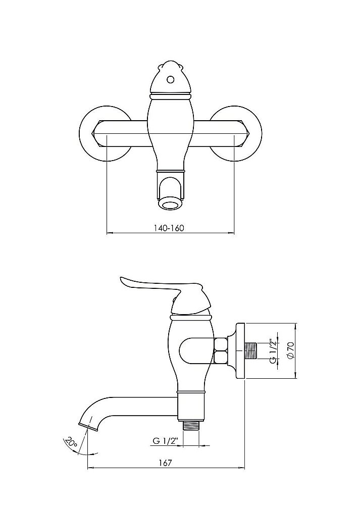 Смеситель для ванны GPD Tauro MBB150-O купить в интернет-магазине сантехники Sanbest