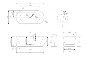 Ванна акриловая Abber AB9436-1.7 170x80 купить в интернет-магазине Sanbest