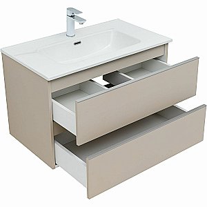 Тумба с раковиной Aquanet Вега 80 329585 бежевая для ванной в интернет-магазине Sanbest