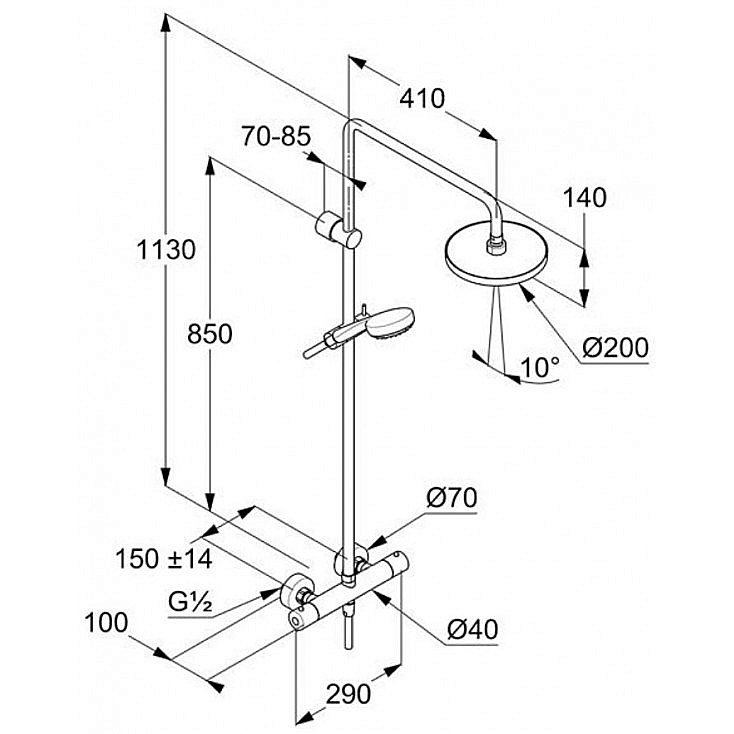 Душевая система Kludi Logo 6809405-00 хром купить в интернет-магазине сантехники Sanbest