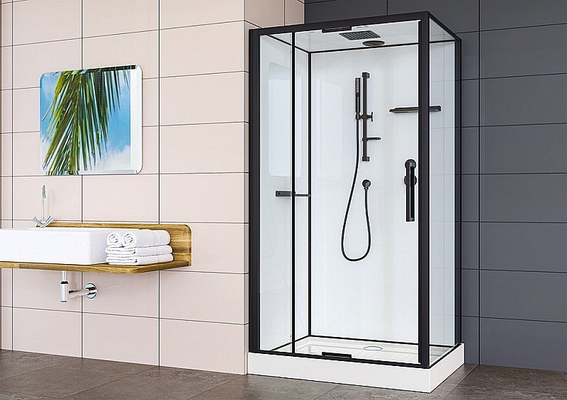 Душевая кабина Esbano EST-RASPA-128 120х80 стекло прозрачное/профиль черный купить в интернет-магазине Sanbest