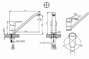 Смеситель для кухни BRAVAT Alfa F7120178CP-2 купить в интернет-магазине сантехники Sanbest