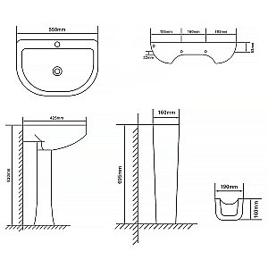 Раковина на пьедестале Loranto Liri CS-BMP009 55 белая купить в интернет-магазине Sanbest