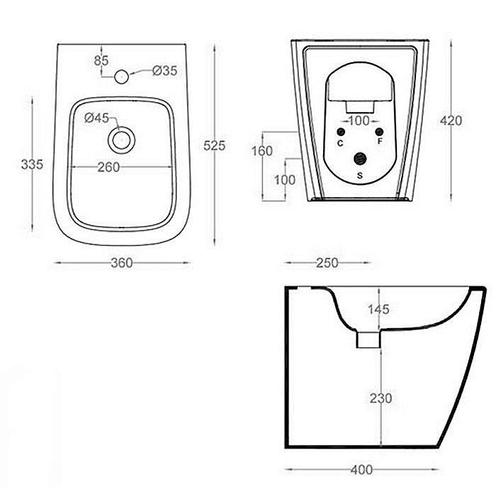 Биде напольное Artceram A16 Cocoa купить в интернет-магазине Sanbest