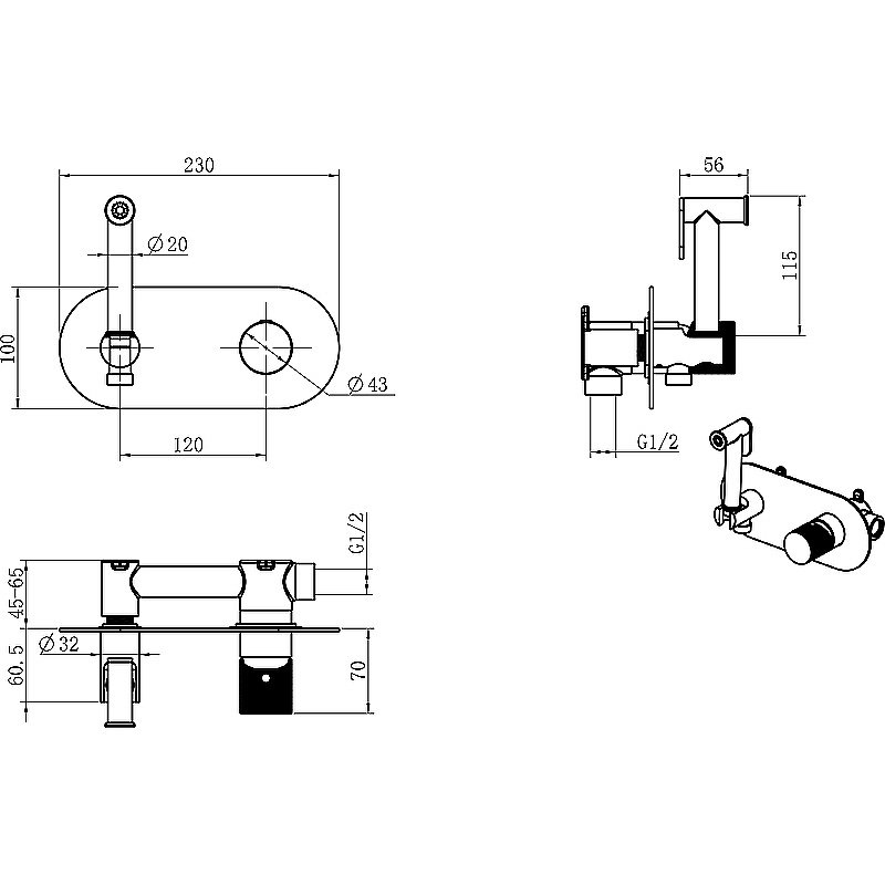 Гигиенический душ Boheme Stick 127-GG.2 золото купить в интернет-магазине сантехники Sanbest