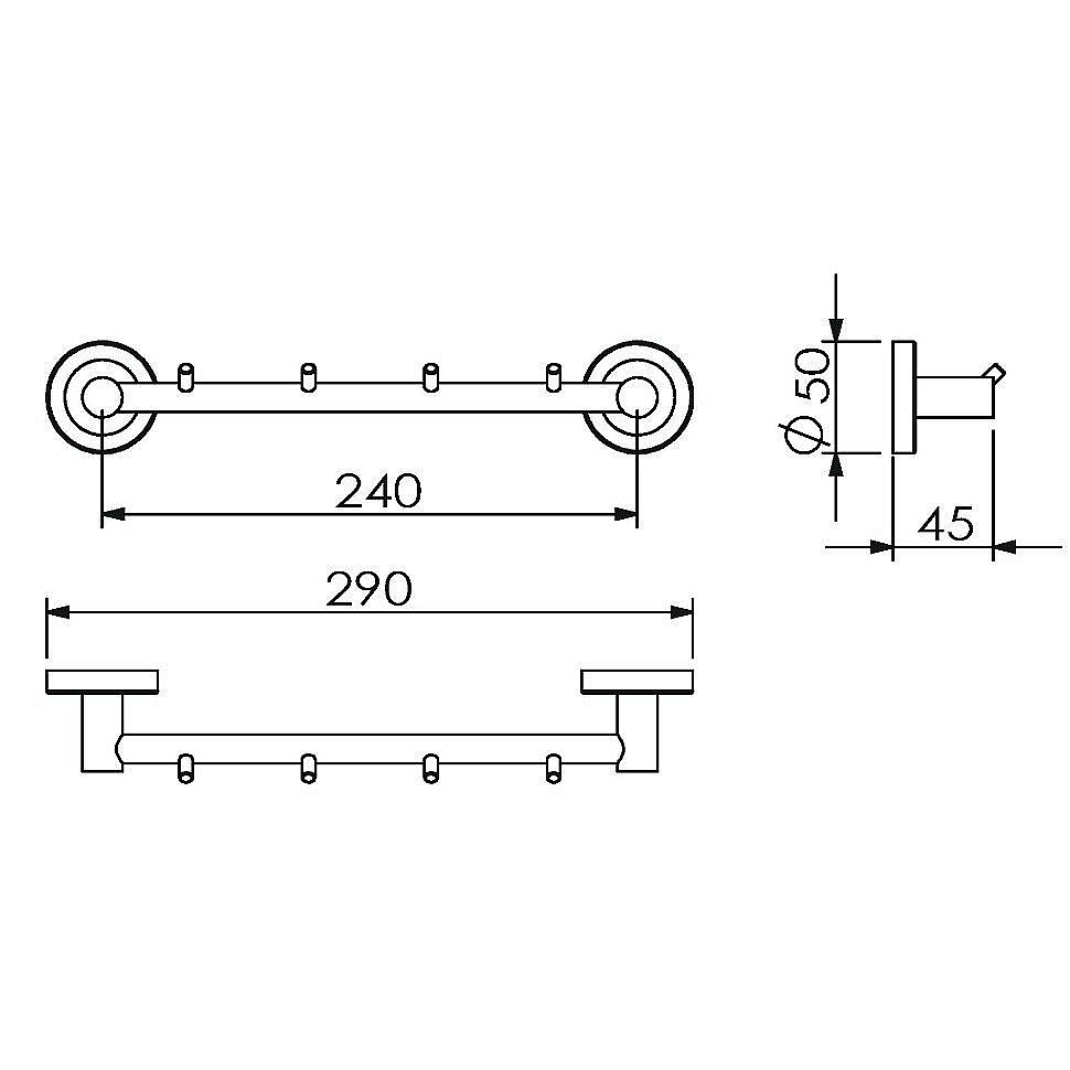 Планка с 4-мя крючками Langberger Burano 11034A купить в интернет-магазине сантехники Sanbest