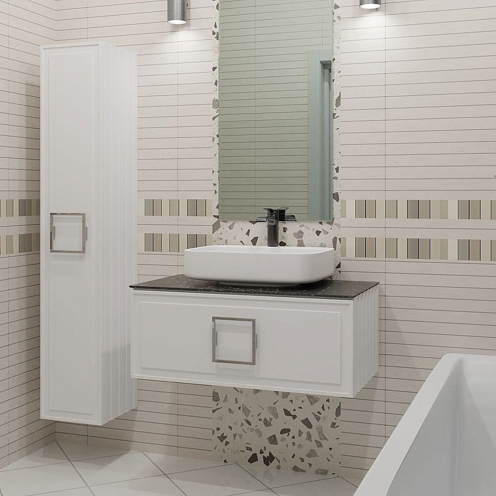 Пенал LA FENICE Cubo Bianco 30 белый/ручка хром для ванной в интернет-магазине сантехники Sanbest