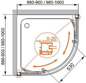 Душевой уголок Cezares Anima 100х100 ANIMA-R-2-100-C-Cr-IV стекло прозрачное/профиль хром купить в интернет-магазине Sanbest