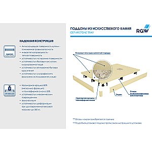 Душевой поддон RGW Stone Tray 16152712-03 80x120 бежевый купить в интернет-магазине Sanbest