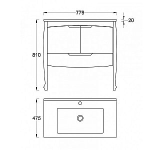 Тумба с раковиной Pestan Lord 80 LRD800T-DR белая для ванной в интернет-магазине Sanbest