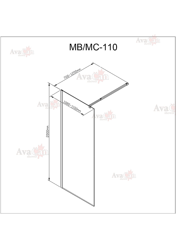 Душевое ограждение AvaCan MC110 MT профиль хром/стекло матовое купить в интернет-магазине Sanbest