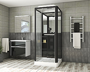 Душевая кабина Grossman Alba 90х90 GR221 стекло прозрачное/профиль черный матовый купить в интернет-магазине Sanbest