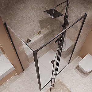 Душевой уголок Niagara Nova NG-85-12AB/NG-A80B-34 120х80 стекло прозрачное/профиль черный матовый купить в интернет-магазине Sanbest