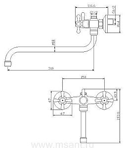 Смеситель для ванны Rossinka Y Y02-82 купить в интернет-магазине сантехники Sanbest