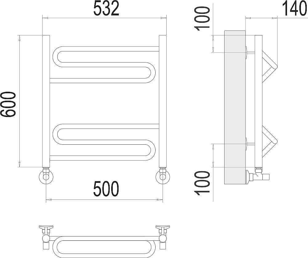 Полотенцесушитель водяной Terminus Юпитер П6 500х600 купить в интернет-магазине сантехники Sanbest