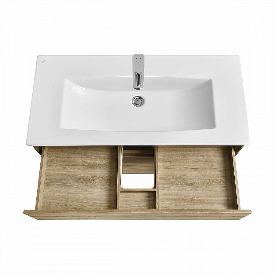 Тумба с раковиной Акватон Либерти 100 дуб эльвезия для ванной в интернет-магазине Sanbest