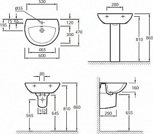 Раковина подвесная Jacob Delafon PATIO 60 купить в интернет-магазине Sanbest