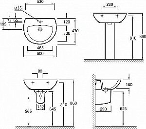 Раковина Jacob Delafon PATIO 60 E4159NG-00 белая купить в интернет-магазине Sanbest