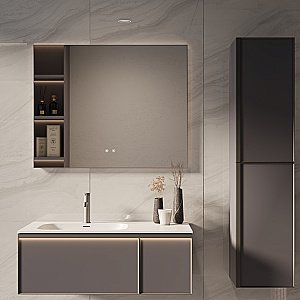 Тумба с раковиной Vincea Elise 100 VMC-4EL100MG/VCB-4EL100MW серый матовый для ванной в интернет-магазине Sanbest