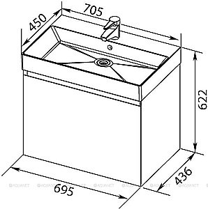 Тумба с раковиной Aquanet Нью-Йорк 203946 70 орех для ванной в интернет-магазине Sanbest