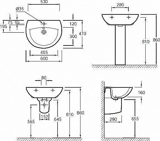 Раковина Jacob Delafon PATIO 60 E4159NG-00 белая купить в интернет-магазине Sanbest