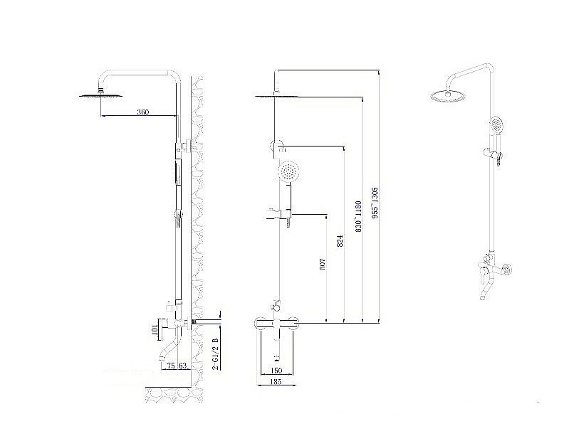 Душевая система Rush Santiago SUS1116-40Black черная матовая купить в интернет-магазине сантехники Sanbest