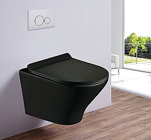 Унитаз подвесной Esbano ASTER ESUPASTEBM безободковый, с крышкой микролифт, матовый  черный купить в интернет-магазине Sanbest