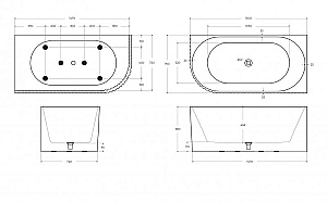 Ванна акриловая BELBAGNO BB714-1500-750-L/R белая купить в интернет-магазине Sanbest