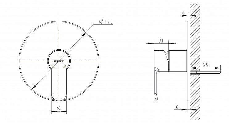Смеситель для душа Bravat NEW MOON PB839103CP-RUS купить в интернет-магазине сантехники Sanbest