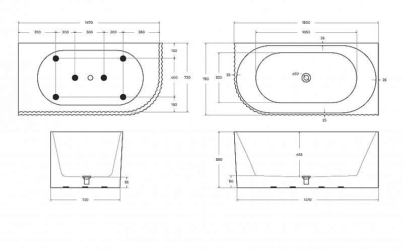 Ванна акриловая BELBAGNO BB714-1500-750-L/R белая купить в интернет-магазине Sanbest