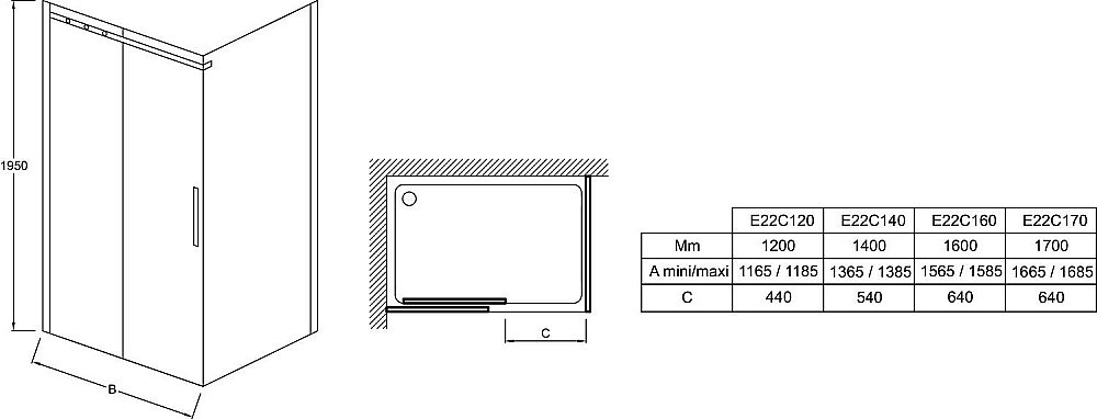 Душевая дверь Jacob Delafon CONTRA E22C170-BL 170 купить в интернет-магазине Sanbest