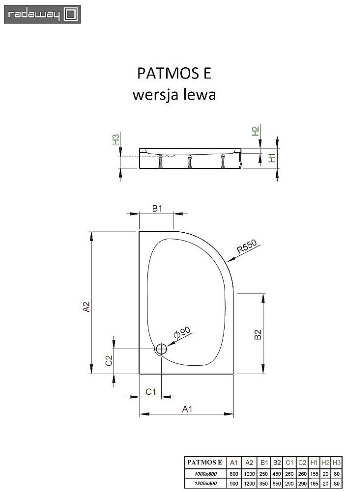 Душевой поддон Radaway Patmos E 4P81155-03 80х100 белый купить в интернет-магазине Sanbest