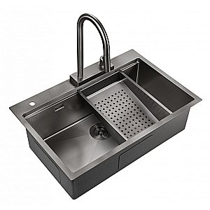 Мойка кухонная Milacio Denia 75 Steel MC.77429 вороненая сталь купить в интернет-магазине сантехники Sanbest