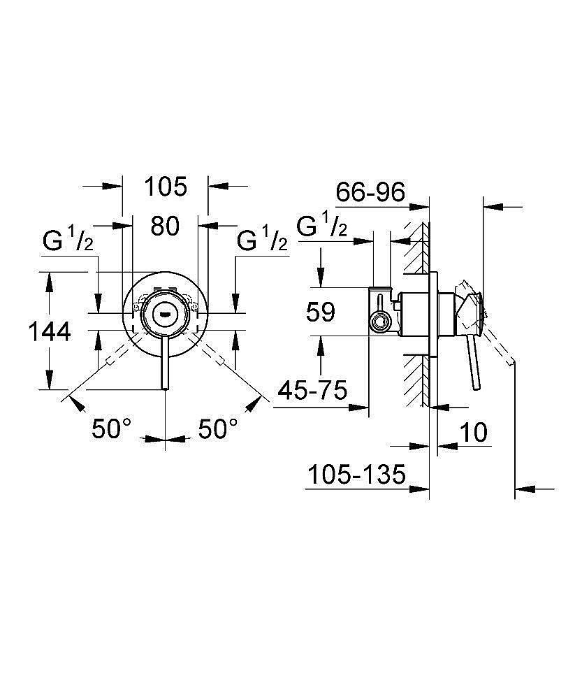 Смеситель для душа Grohe BauClassic 29048000 купить в интернет-магазине сантехники Sanbest