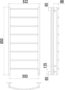 Полотенцесушитель электрический Terminus Классик П8 500х850 quick touch купить в интернет-магазине сантехники Sanbest