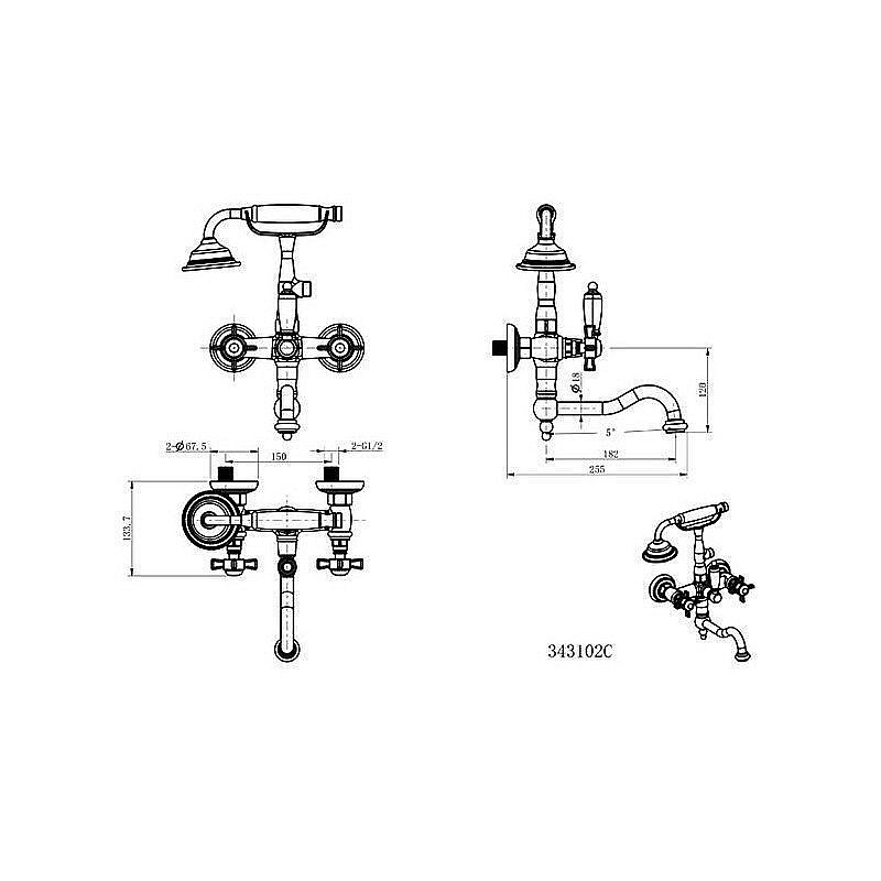 Смеситель для ванны Caprigo Bristol 21-510-crm купить в интернет-магазине сантехники Sanbest