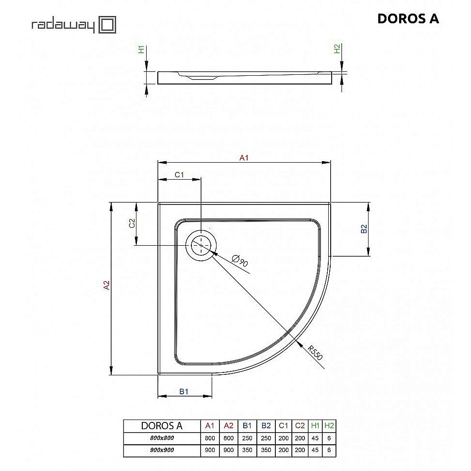 Душевой поддон Radaway Doros A SDRA8080-01 80x80 белый купить в интернет-магазине Sanbest