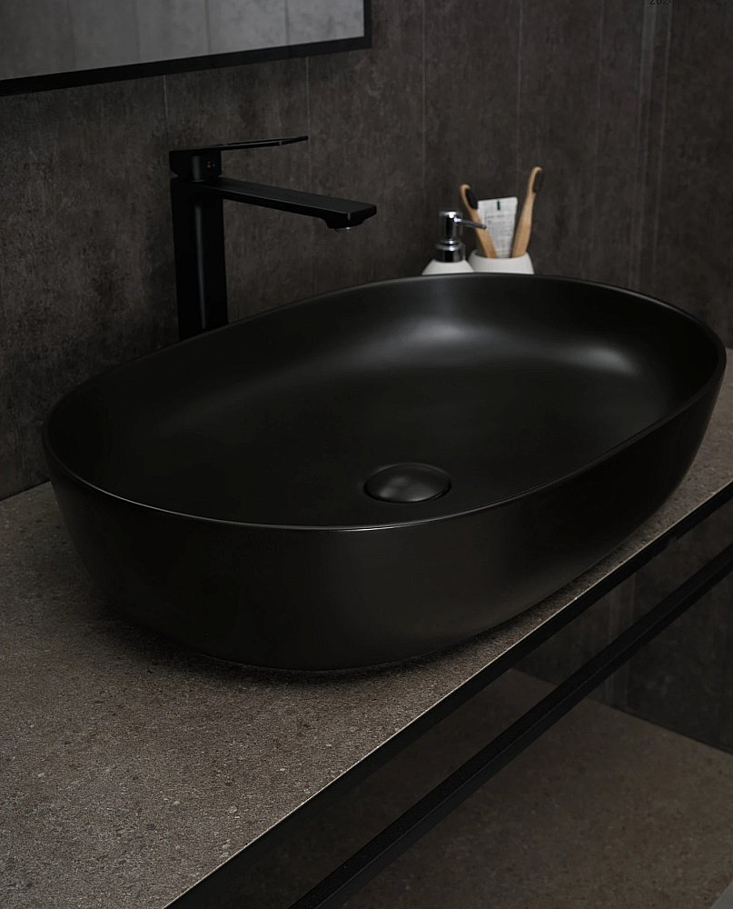 Раковина накладная Gid Lago 61 Bm1348 53355 черная матовая купить в интернет-магазине Sanbest