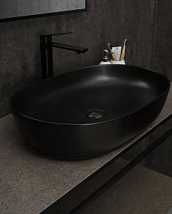Раковина накладная Gid Lago 61 Bm1348 53355 черная матовая купить в интернет-магазине Sanbest