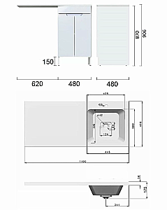 Тумба с раковиной Orange Sistema 110 STD-50TUW белая для ванной в интернет-магазине Sanbest