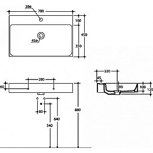 Раковина Kerasan Cento 70 353201*1 белая купить в интернет-магазине Sanbest