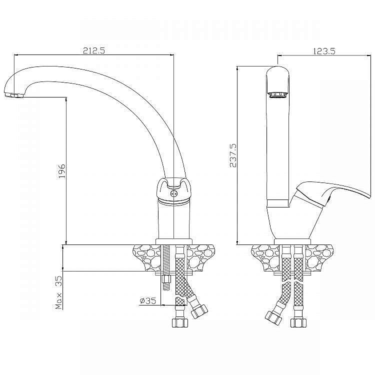 Смеситель для кухни Rossinka Y Y35-23 купить в интернет-магазине сантехники Sanbest