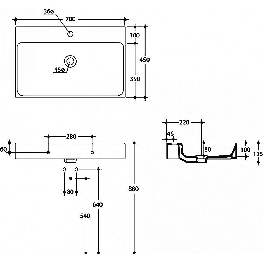 Раковина Kerasan Cento 70 353201*1 белая купить в интернет-магазине Sanbest